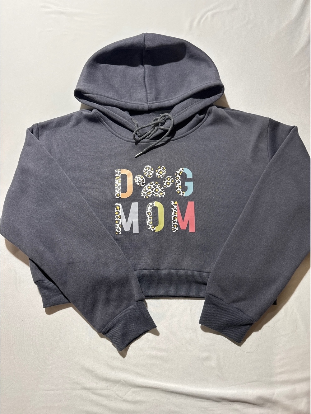 Sassy SHEIN Dog Mom Cropped Hoodie - Size L, 100% Polyester,